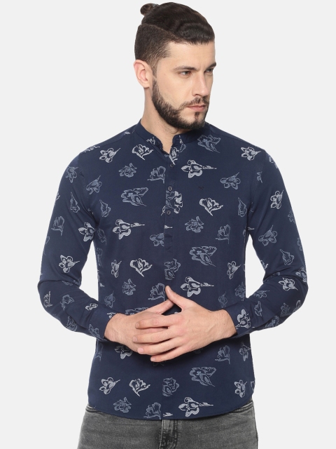 

SHOWOFF Men Navy Blue Regular Fit Printed Casual Shirt
