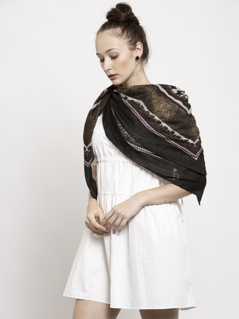 

J Style Women Black Printed Scarf