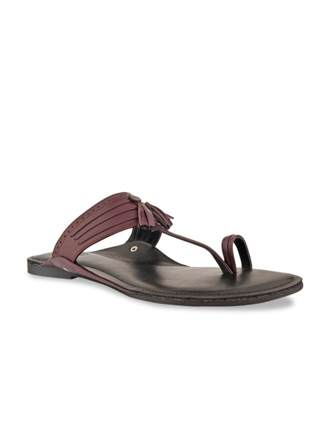 

SKO Men Maroon Leather Comfort Sandals