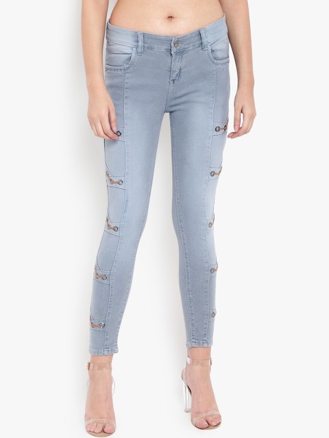 

Perfect Outlet Women Grey Wide Leg High-Rise Mildly Distressed Jeans