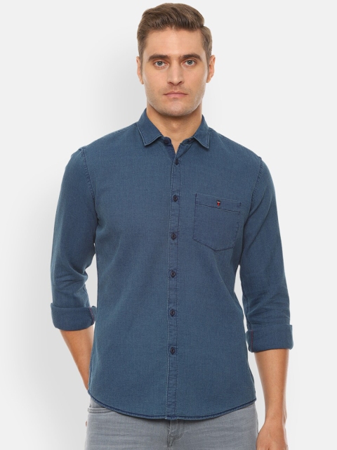 

Louis Philippe Jeans Men Teal Blue Slim Fit Solid Casual Shirt