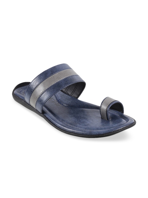

Metro Men Blue & Grey Leather Comfort Sandals