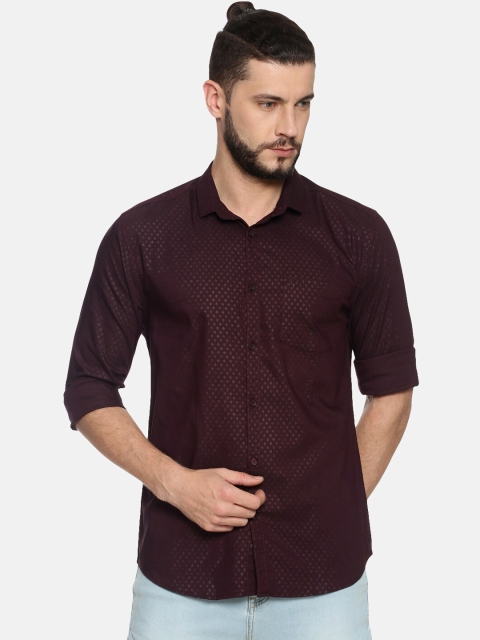 

SHOWOFF Men Maroon Slim Fit Self Design Casual Shirt