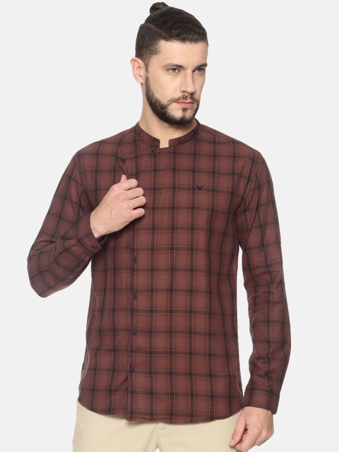 

SHOWOFF Men Brown Slim Fit Checked Casual Shirt