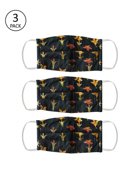 

Bellofox Unisex 3Pcs Printed 3Ply Reusable Protective Outdoor Face Masks, Black