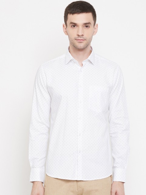 

Crimsoune Club Men White Slim Fit Printed Casual Shirt