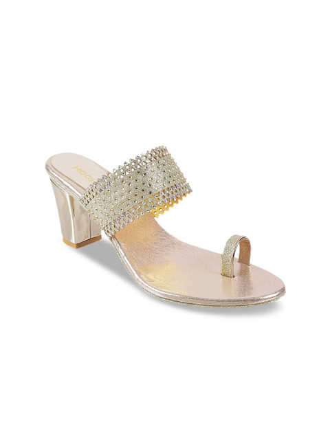 

Mochi Women Gold Embellished Block Heels