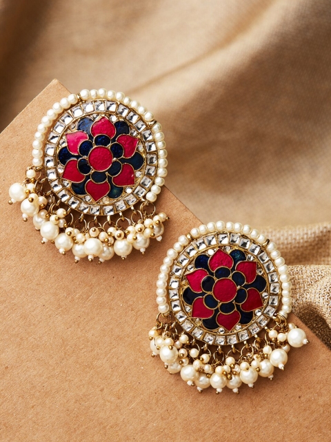 

Fida Pink & Navy Blue Gold-Plated Circular Studs