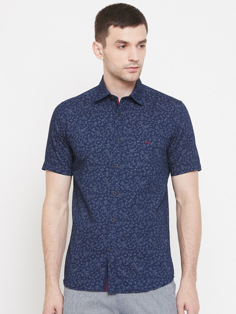 

Crimsoune Club Men Navy Blue Slim Fit Printed Casual Shirt