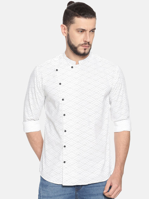 

SHOWOFF Men White & Black Slim Fit Printed Casual Shirt