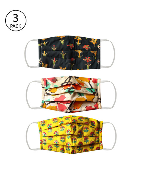 

Bellofox Unisex Pack of 3 Pcs Multicoloured Reusable 3-Ply Outdoor Cloth Masks, Multi