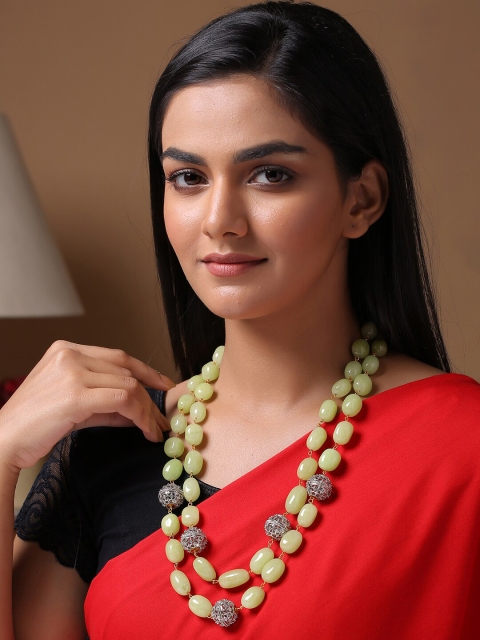 

Shoshaa Lime Green & Gold-Plated Quartz Statement Necklace