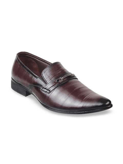 

Metro Men Brown Solid Leather Formal Slip-Ons