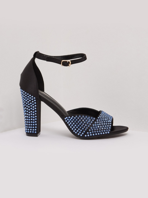 

shoexpress Women Black & Blue Embellished Sandals