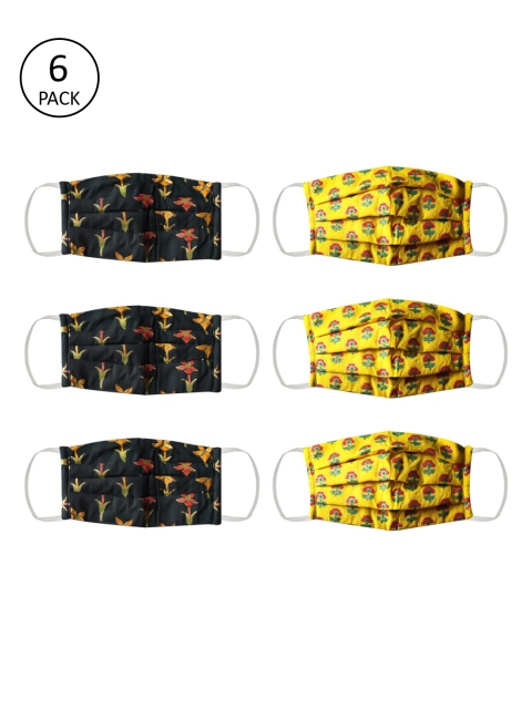 

Bellofox Unisex 6 Pcs Printed 3-Ply Reusable Cloth Masks, Yellow