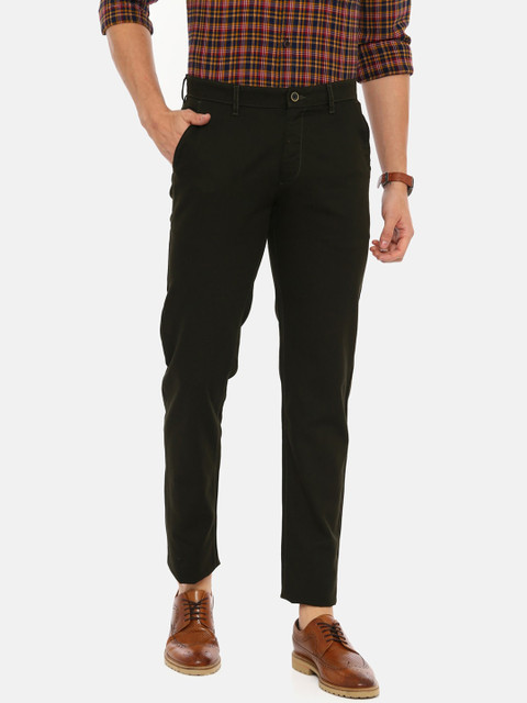 

Classic Polo Men Olive Green Slim Fit Solid Regular Trousers