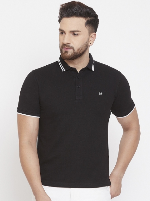 

Okane Men Black Solid Polo Collar T-shirt
