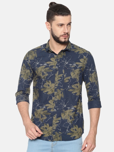 

SHOWOFF Men Navy Blue & Beige Slim Fit Printed Casual Shirt