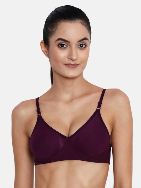 

ABELINO Burgundy Solid Non-Wired Non Padded T-shirt Bra NEWSEEMPURPLE01