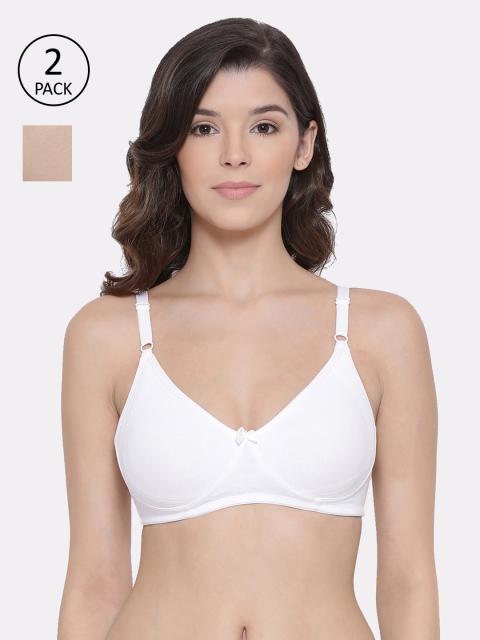 

LYRA Pack Of 2 Solid Non-Wired Non Padded Everyday Bras 513_WH_SK, Nude