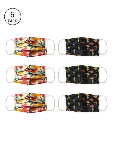 

Bellofox Unisex Pack of 6 Pcs Multicoloured Reusable 3-Ply Outdoor Cloth Masks, Multi
