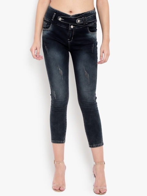 

Perfect Outlet Women Black Regular Fit High-Rise Low Distress Jeans