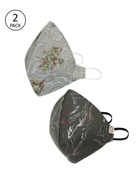 

VASTRAMAY Adults Olive Green Pack of 2 Reusable 4-Layers Cloth Masks