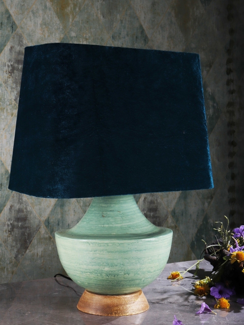 

Grated Ginger Green Solid Handcrafted Table Top Lamp with Shade