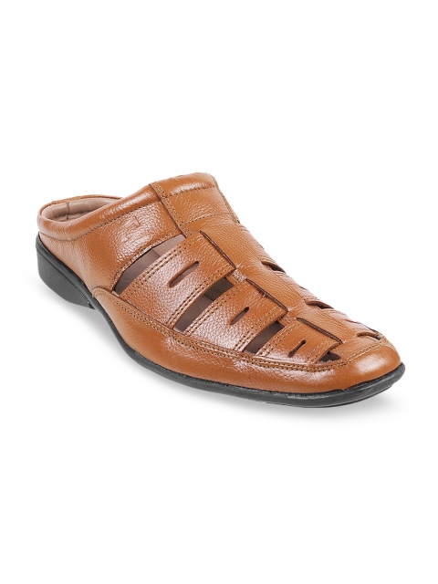 

Mochi Men Tan Brown Leather Shoe-Style Sandals