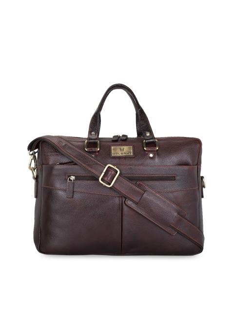 

WELBAWT Men Brown Solid Laptop Bag