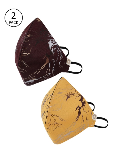 

VASTRAMAY Adults Pack of 2 Reusable 4-Layers Cloth Masks, Yellow