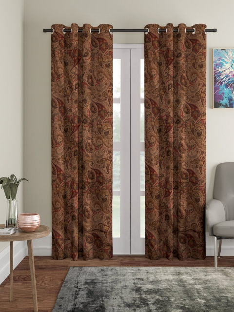 

KLOTTHE Brown Set of 2 Long Door Curtains