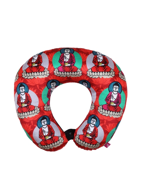 

India Circus by Krsnaa Mehta Red & Grey Printed Buddatva Mandala Neck Pillow