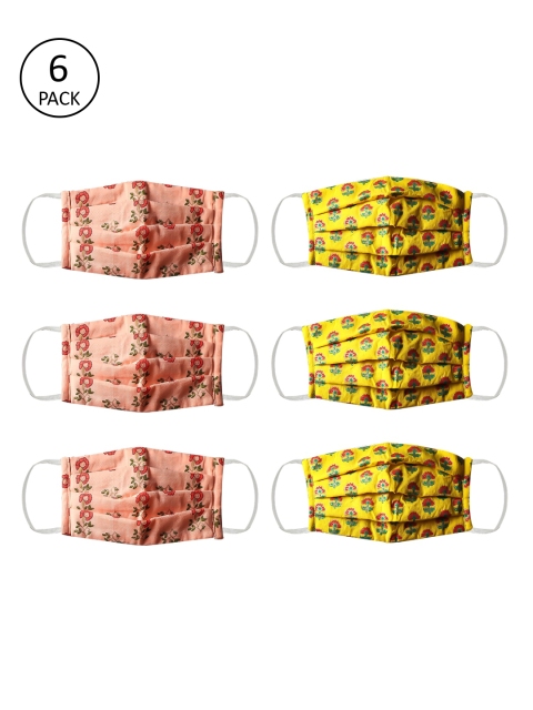 

Bellofox Adults Pack of 6 Reusable 3-Layers Cloth Masks, Yellow