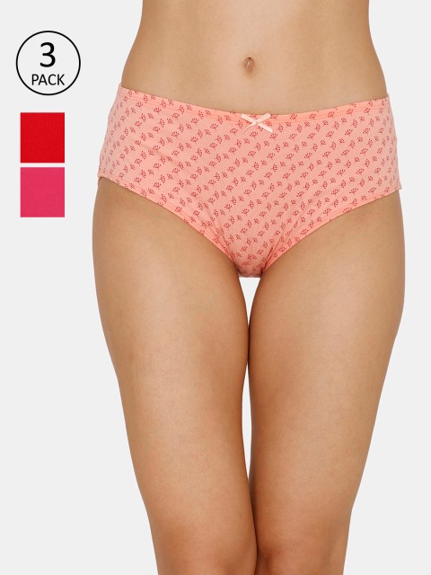 Zivame Women Pack of 3 Assorted Hipster Briefs ZI2420FASHTGREN