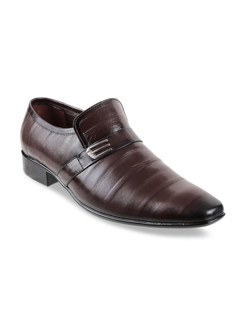 

Metro Men Maroon Solid Leather Formal Slip-Ons