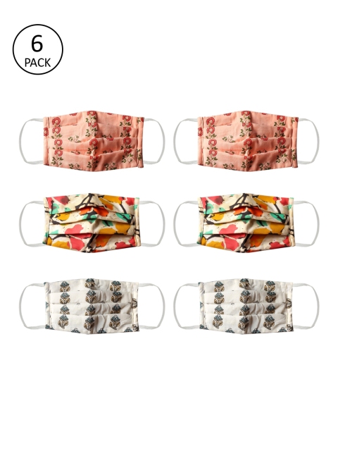 

Bellofox Unisex 6Pcs Printed 3Ply Reusable Protective Outdoor Face Masks, White
