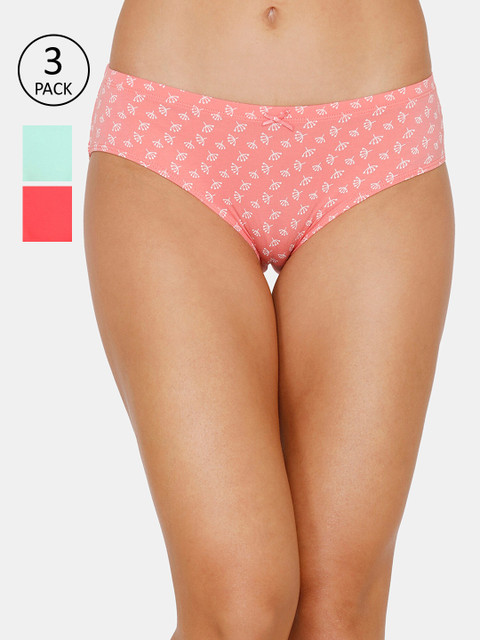 

Zivame Women Pack of 3 Hipster Briefs ZI2420FASHMPINK, Red