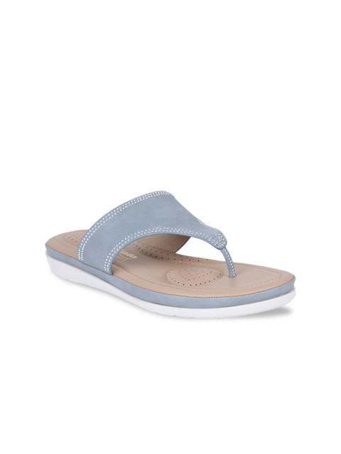 

Bata Women Blue Textured PU Open Toe Flats