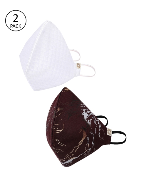 

VASTRAMAY Adults Pack of 2 Reusable 4-Layers Cloth Masks, Maroon