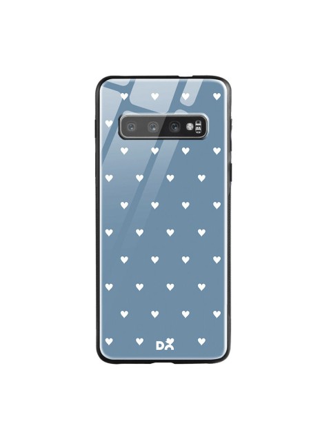 

DailyObjects Blue & White Blueberry Hearts Samsung Galaxy S10 Glass Case, Multi