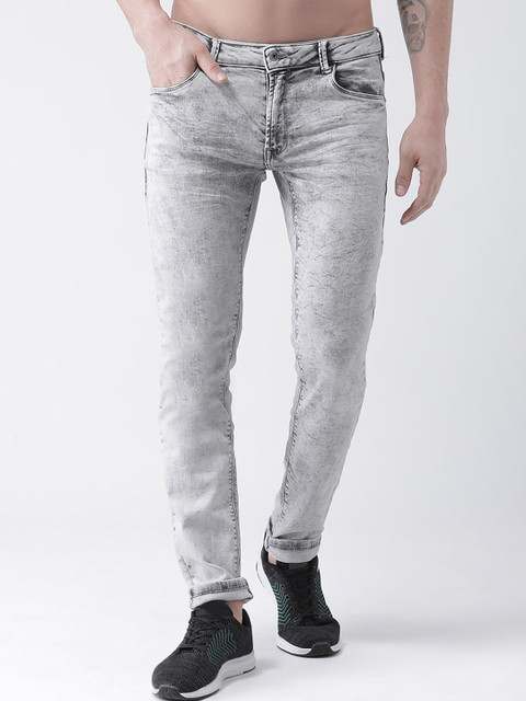 

Rex Straut Jeans Men Grey Tapered Fit Mid-Rise Clean Look Stretchable Jeans