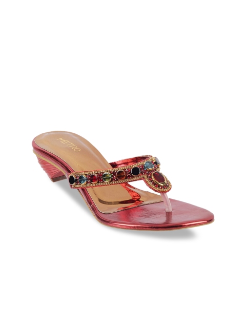 

Metro Women Maroon Embellished Block Heels