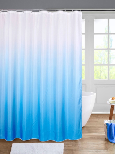 

OBSESSIONS Blue & White Rosy Dawn Glam Shower Curtain With Hooks