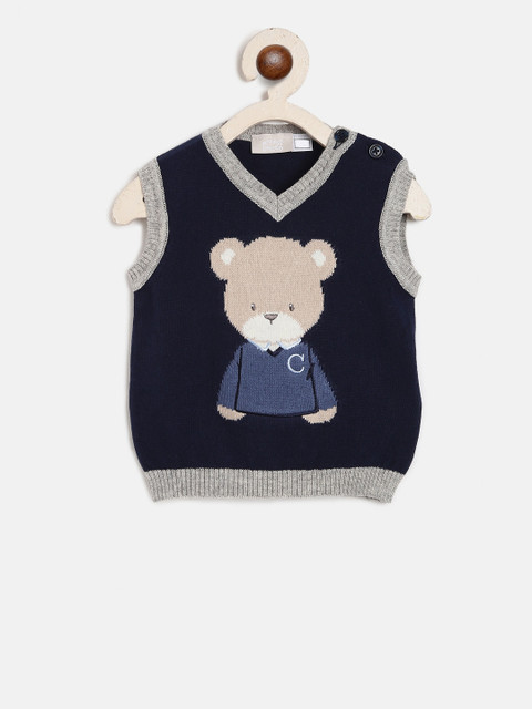 

Chicco Boys Navy Blue Self Design Vest Sweater
