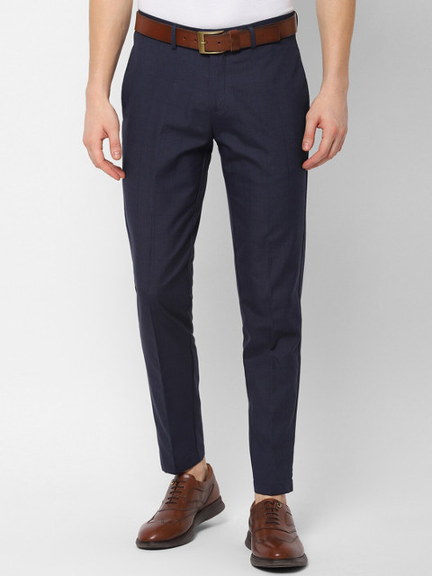 

Allen Solly Men Navy Blue Slim Fit Checked Formal Trousers