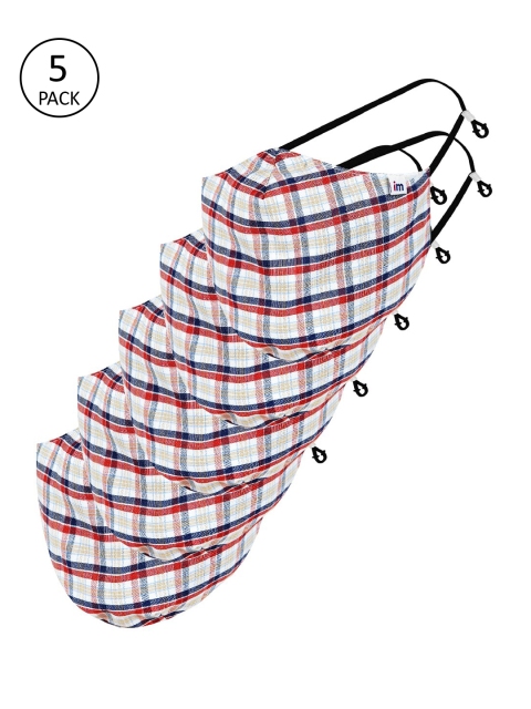 

IImpulse Unisex 5 Pcs Checked 4-Ply Anti-Pollution Reusable Cloth Masks, White