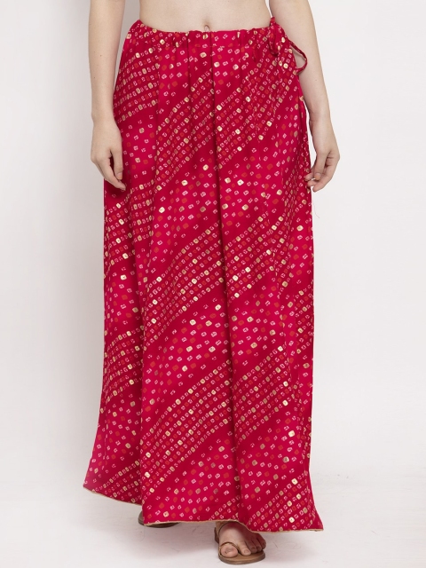 

Clora Creation Women Red Printed Flared Maxi Skirt, Magenta
