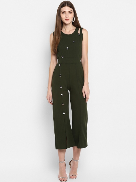 

TRENDY DIVVA Women Olive Green Solid Basic Jumpsuit