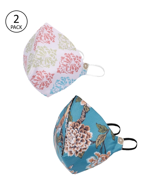 

VASTRAMAY Unisex 2 Pcs Printed 4-Ply Anti-Pollution Reusable Cloth Masks, Blue